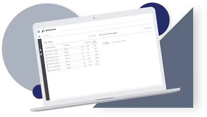 Accruent's Meridian Dashboard, displaying project data and document control system information.