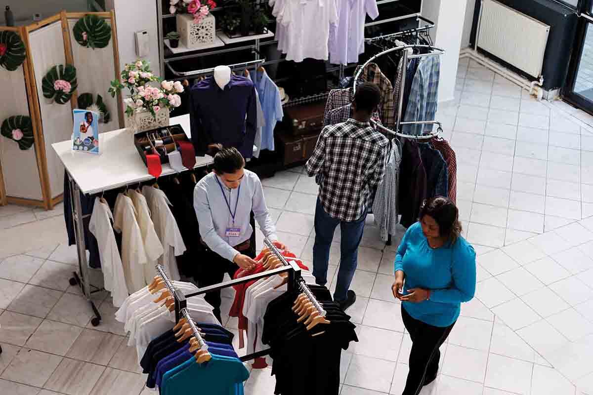 clients shopping for fashionable clothes