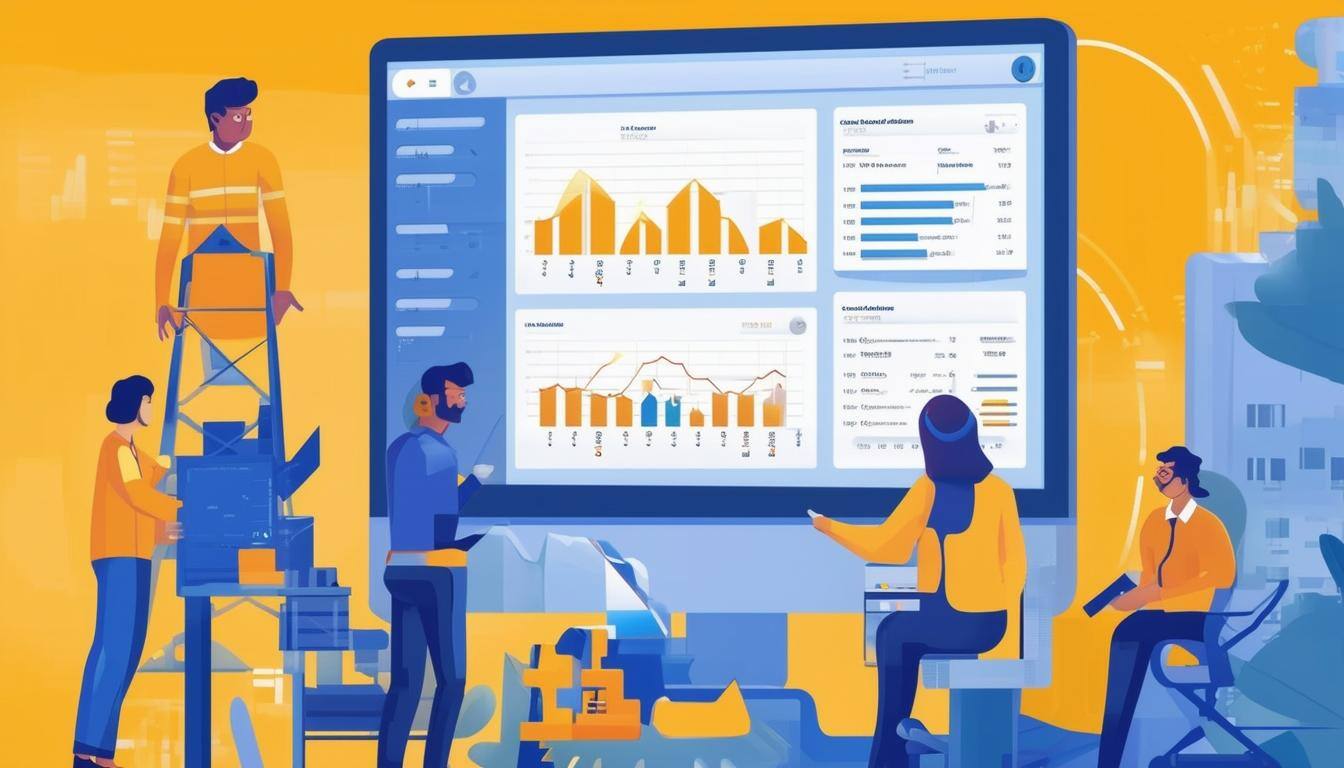 A graphic of team using Computer-Aided Facilities Management (CAFM) software