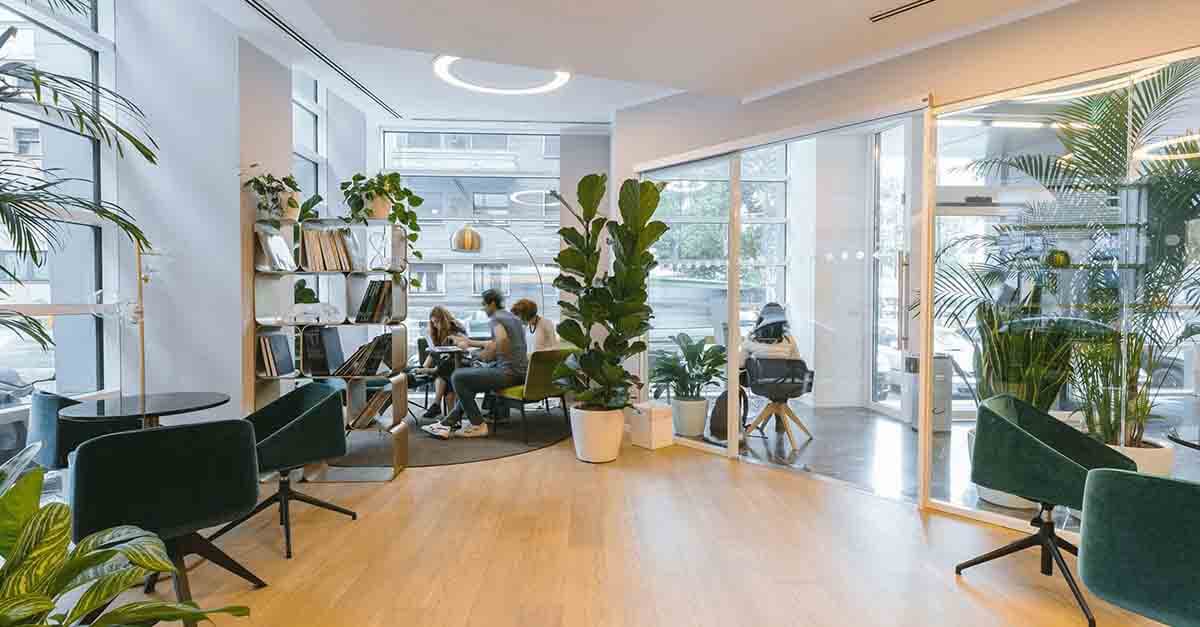 An organized office with employees working efficiently due to effective workspace management.