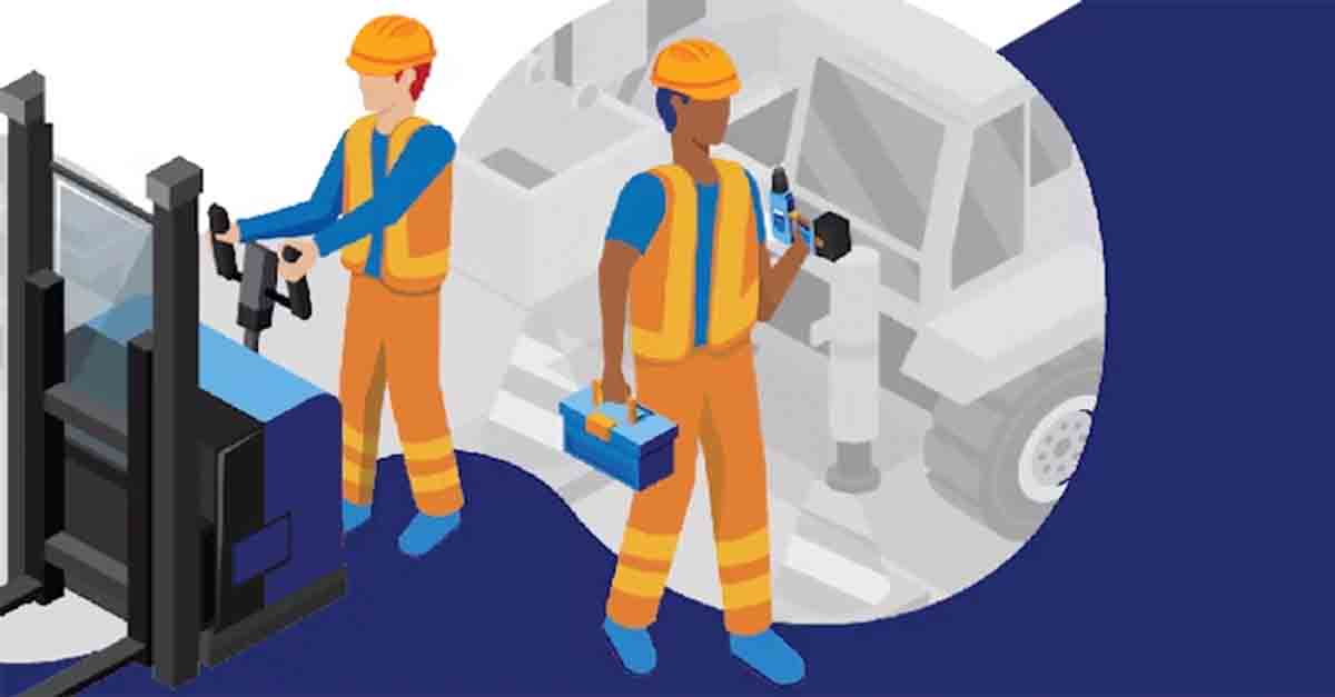 Illustration of two construction workers in safety gear