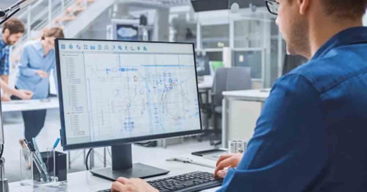 Person working on a computer in an office