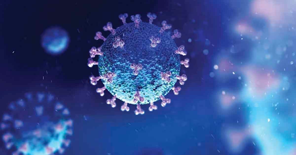 Close-up illustration of Covid-19 virus